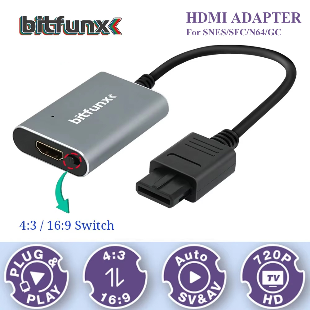 Retro Gaming Gif - Bitfunx 720P Adattatore Svideo/AV a HDMI,