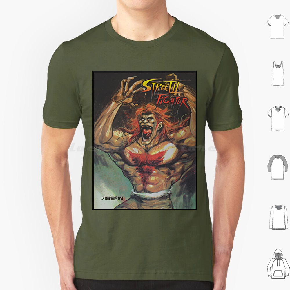 Retro Gaming Gamestop - Maglietta Blanka-Korean 2 Manga in Cotone