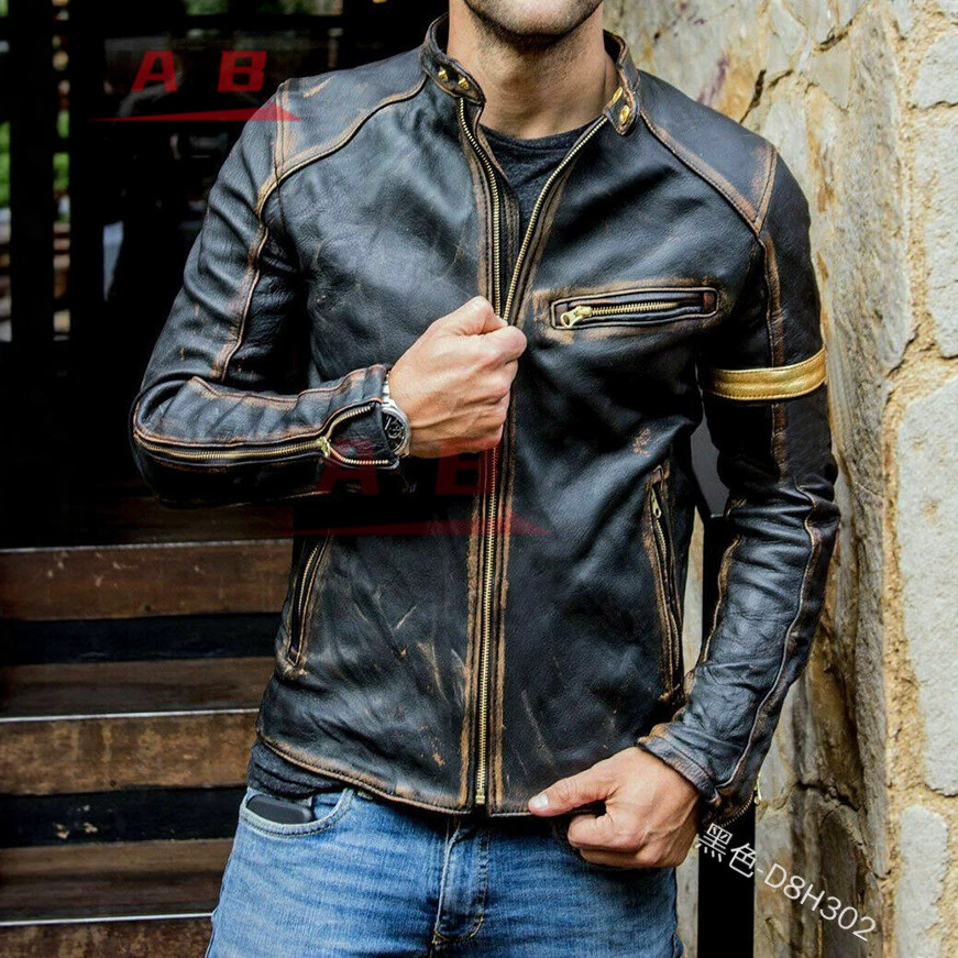 Retro Gaming Jacket - Giacca in Pelle Retrò da Motociclista,